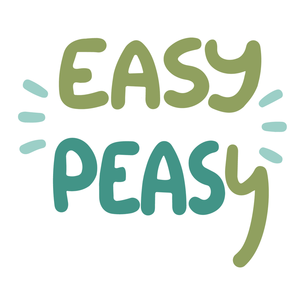 Easy Peasy written in different shades of green