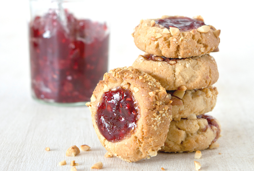 PB & Chia Jam Thumbprint Cookies