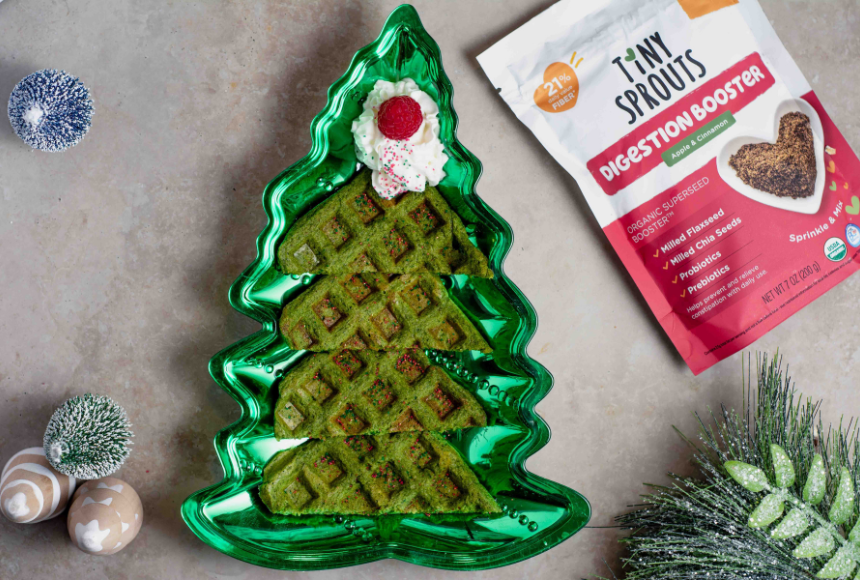 Spinach Christmas Tree Blender Waffles