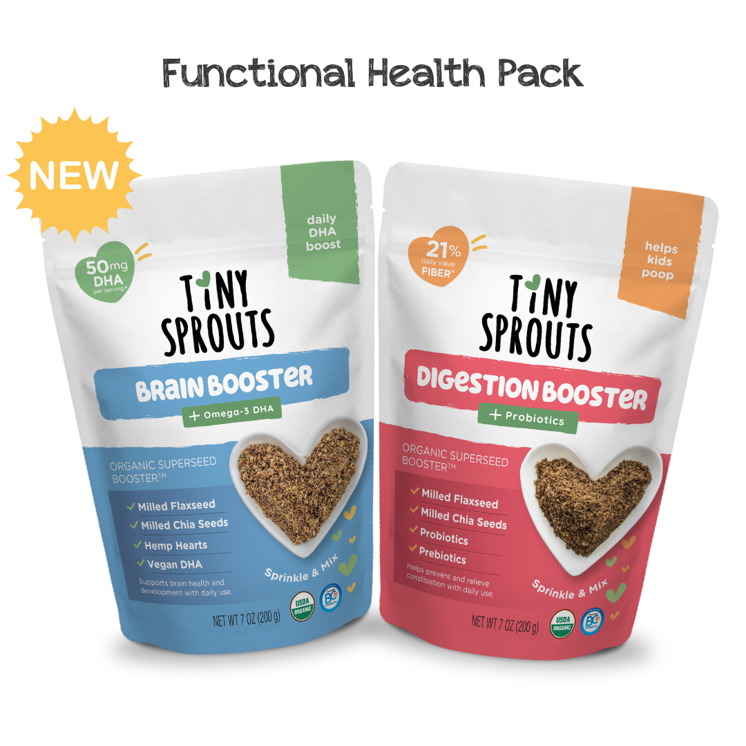 FUNCTIONAL HEALTH 2-PACK! Tiny Sprouts Organic Brain Booster + Digestion Booster