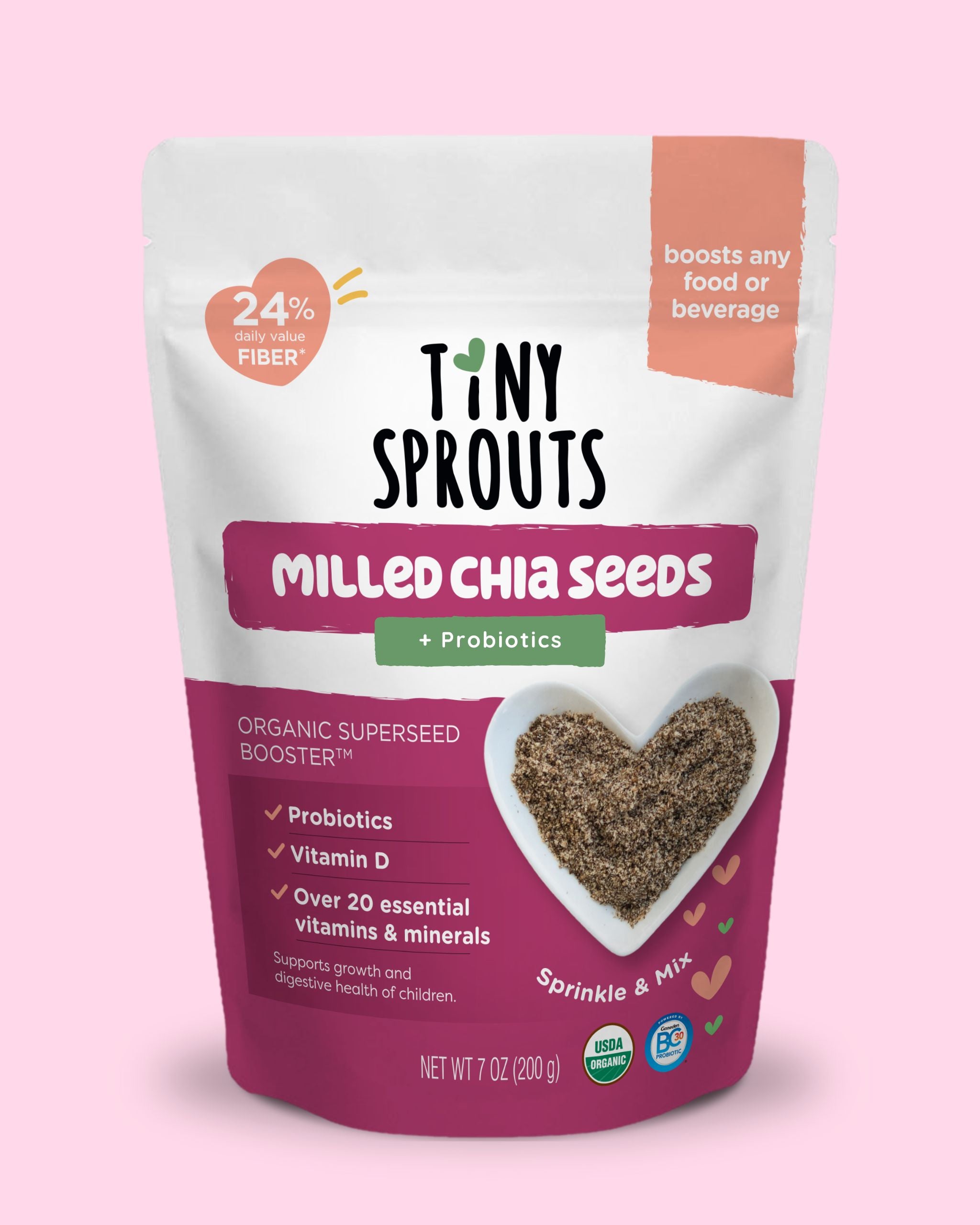 Organic Milled Chia Seeds + Vitamin D & Probiotics