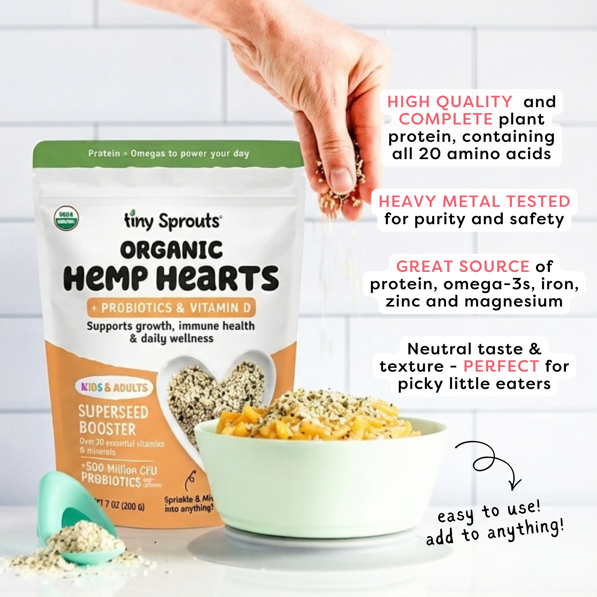 Organic Hemp Hearts + Vitamin D & Probiotics