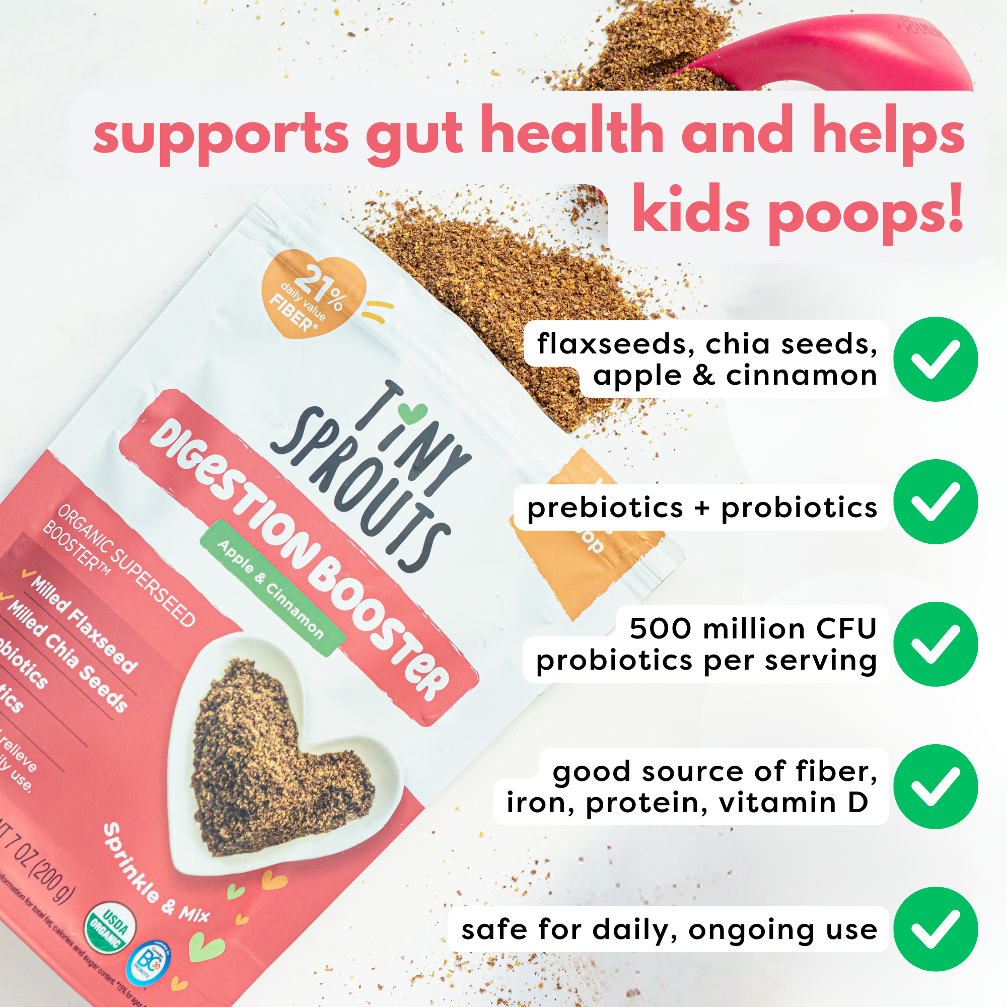 FUNCTIONAL HEALTH 2-PACK! Tiny Sprouts Organic Brain Booster + Digestion Booster