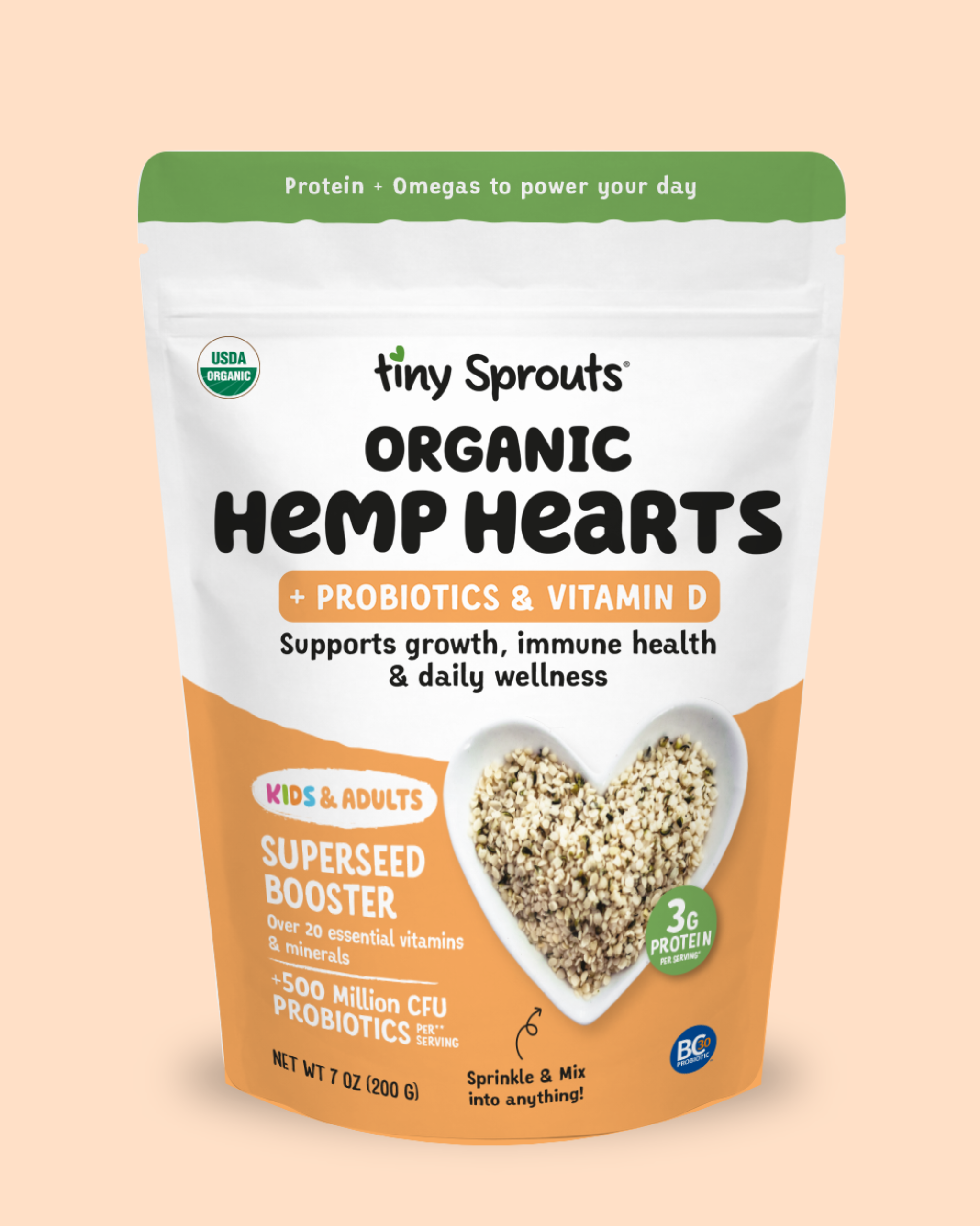Organic Hemp Hearts + Vitamin D & Probiotics