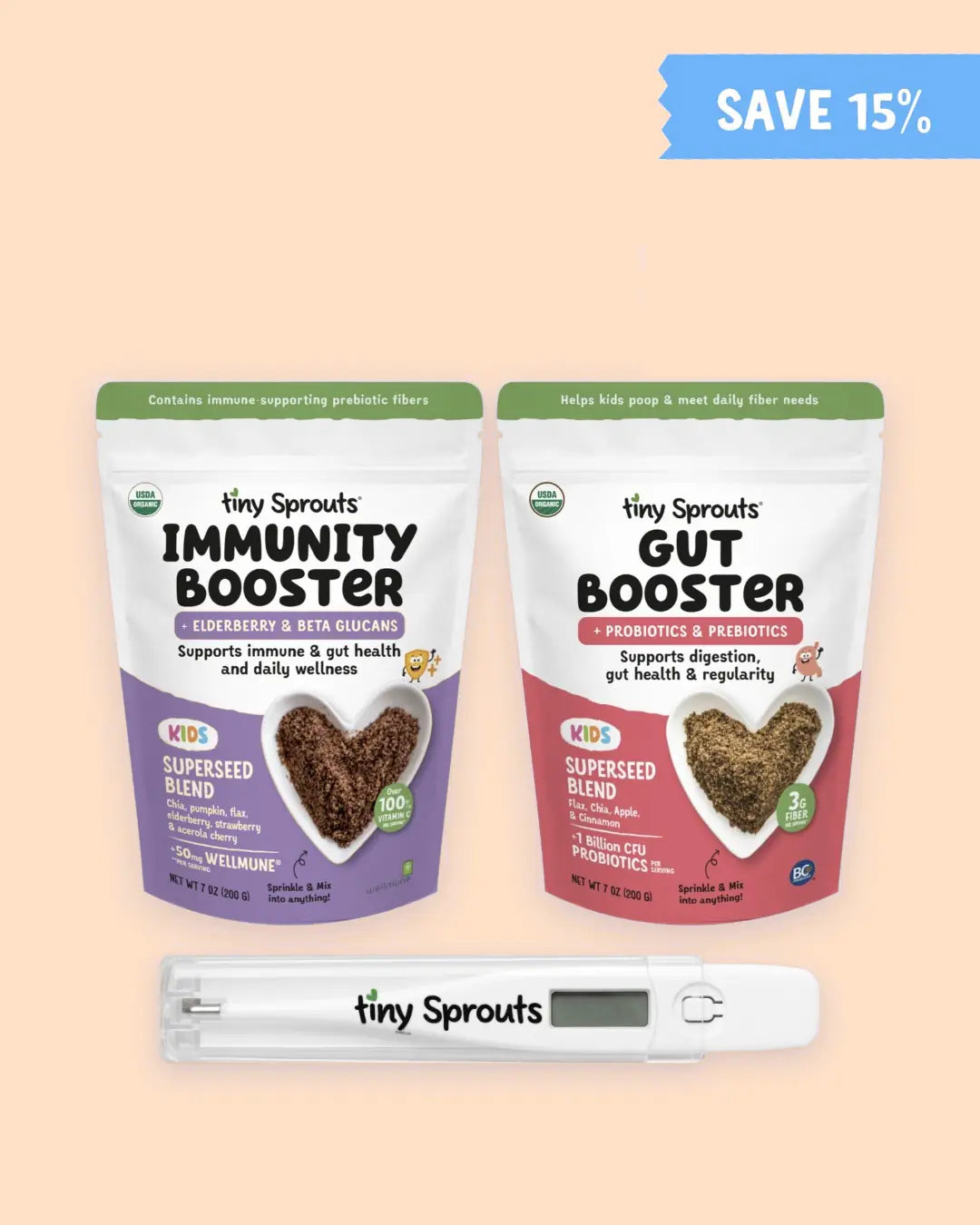 Sick Season Bundle: Immunity Booster, Gut Booster and Tiny Sprouts thermometer
